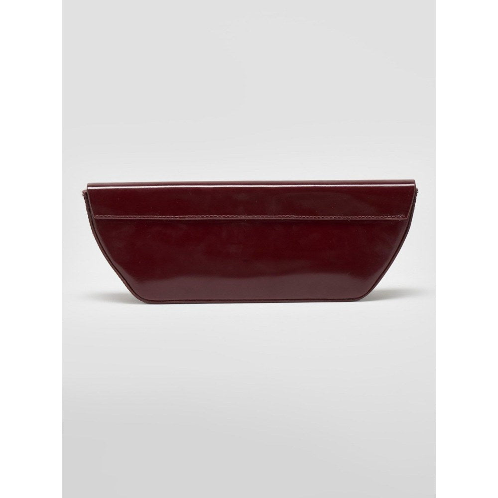 Perona Daisy Solid/Plain Burgundy Clutch