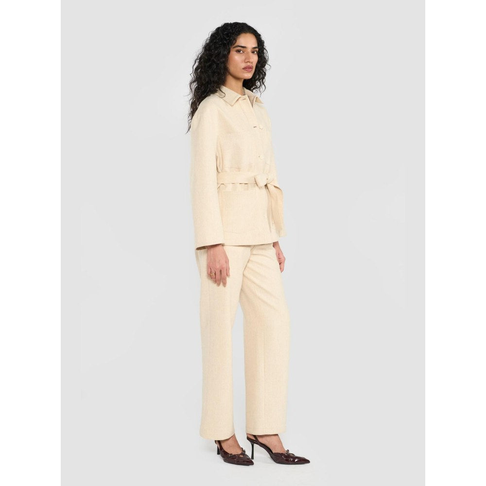 Perona Joanne Ivory Jacket with Belt