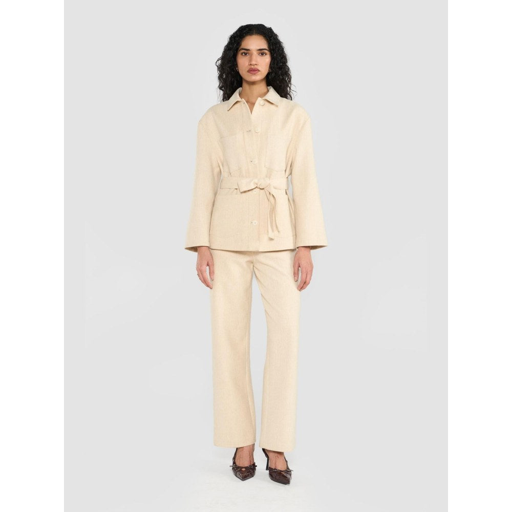 Perona Joanne Ivory Jacket with Belt