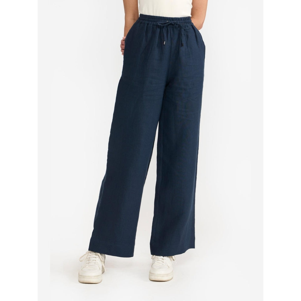 Perona Amora Navy Blue Relaxed Fit Pant