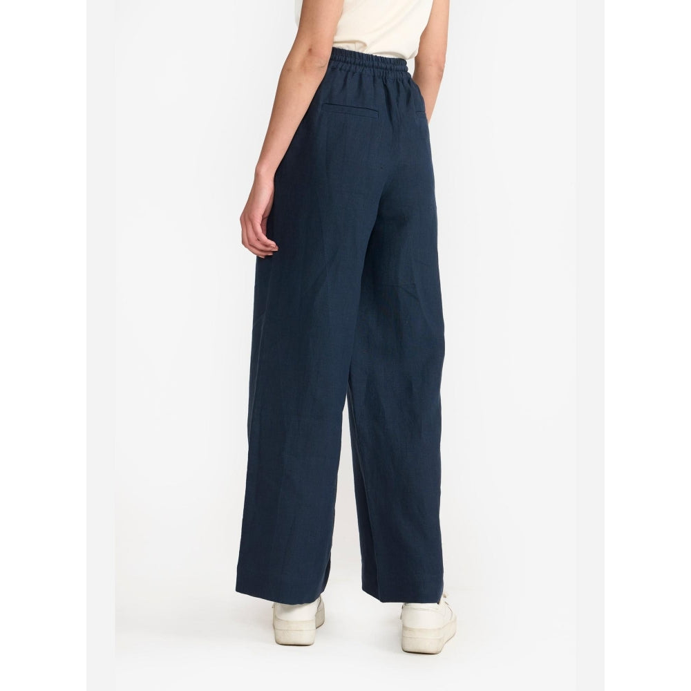 Perona Amora Navy Blue Relaxed Fit Pant