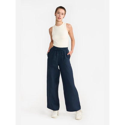 Perona Amora Navy Blue Relaxed Fit Pant
