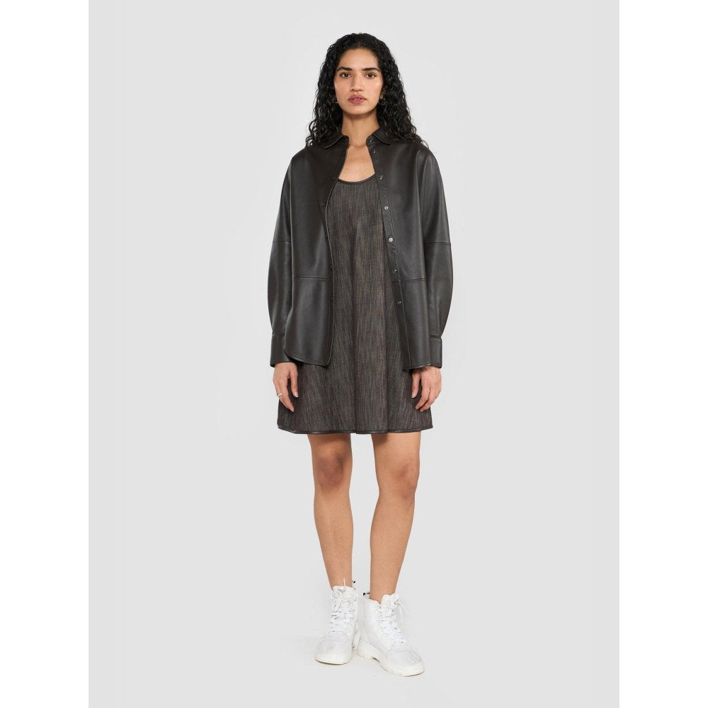 Perona Brown Averie Leather Solid Shirt