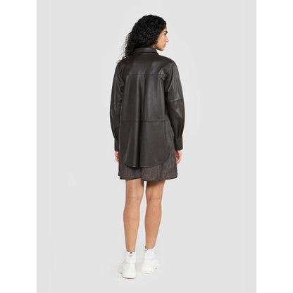 Perona Brown Averie Leather Solid Shirt