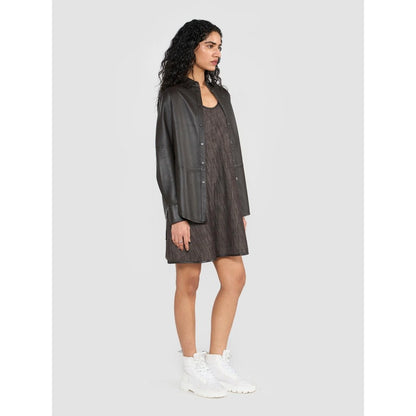 Perona Brown Averie Leather Solid Shirt