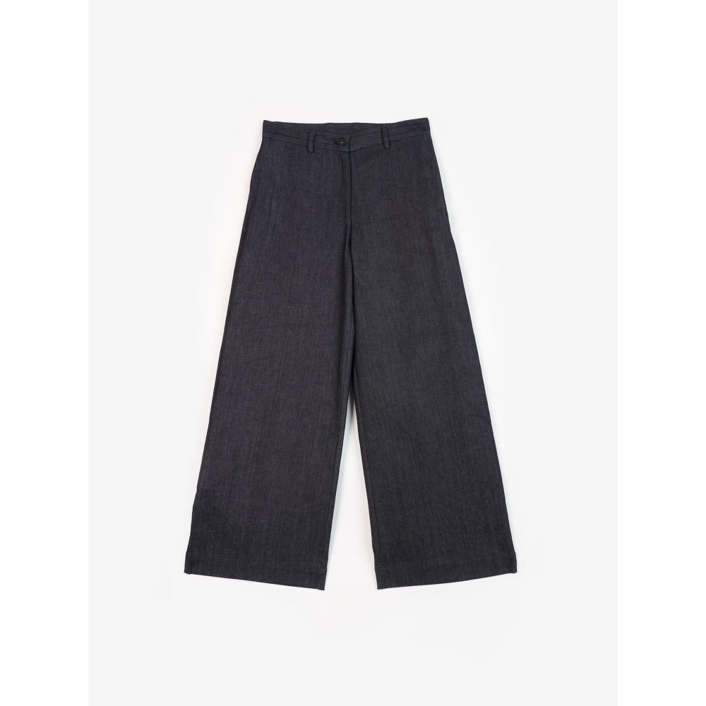 Perona Helena Navy Blue Relaxed Fit Pant
