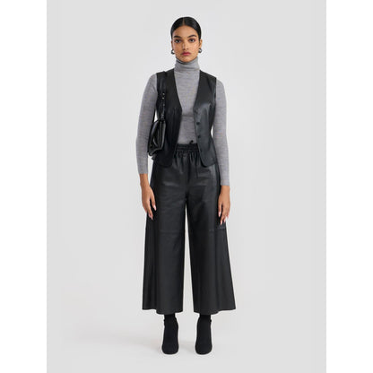 Perona Kathryn Black Leather Pant