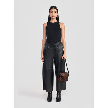 Perona Kathryn Black Leather Pant