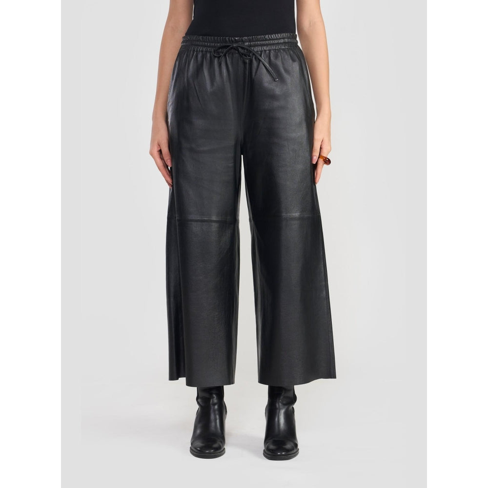 Perona Kathryn Black Leather Pant