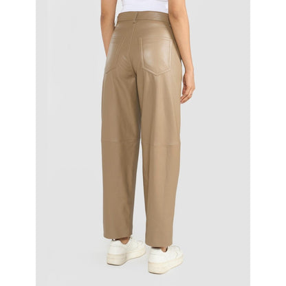 Perona Kenzie Beige Leather Relaxed Fit Pant