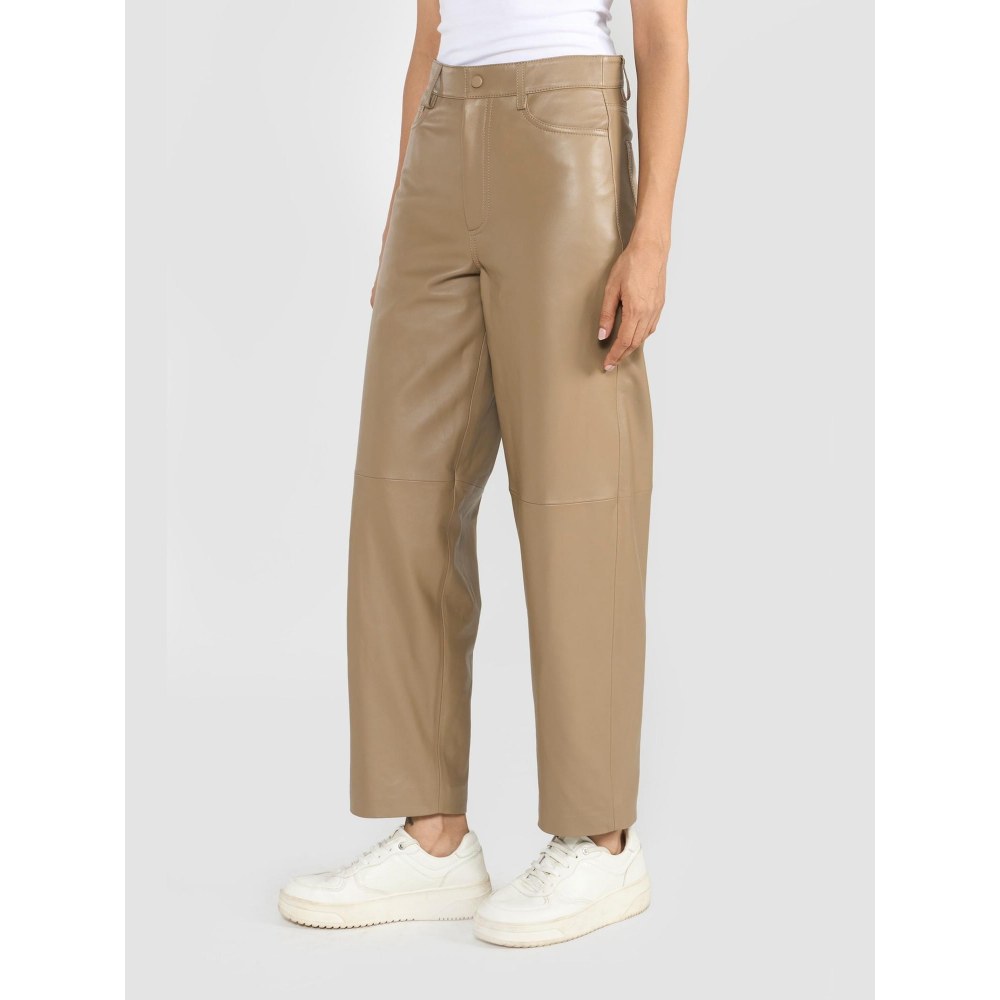 Perona Kenzie Beige Leather Relaxed Fit Pant