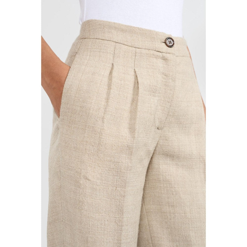 Perona Kristen Beige Relaxed Fit Pants