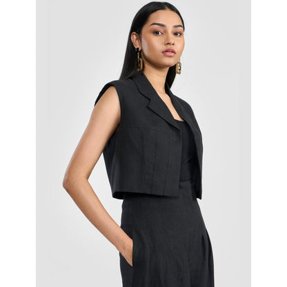 Perona Orelia Vest Black Open Front Blazer