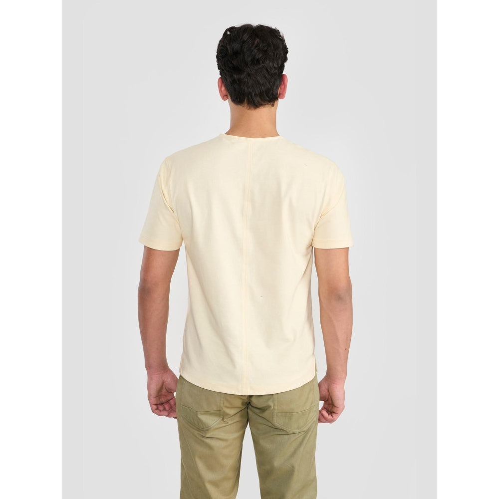 Perona Off White Baron Cotton Crew Neck Solid/Plain T-Shirt