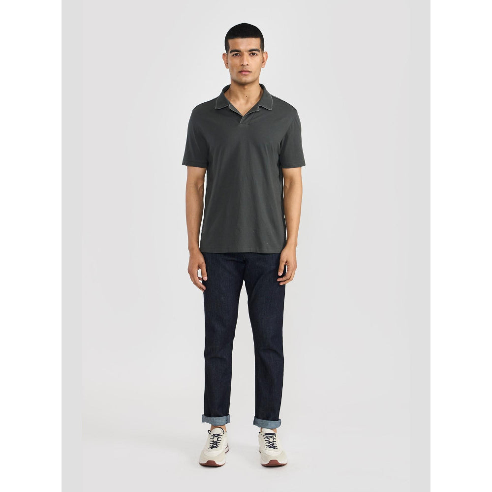 Perona Olive Alex Pure Cotton Collar Neck Solid/Plain Polo T-Shirt