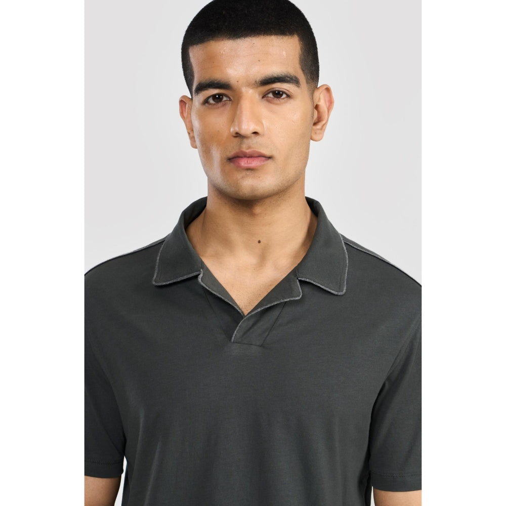 Perona Olive Alex Pure Cotton Collar Neck Solid/Plain Polo T-Shirt