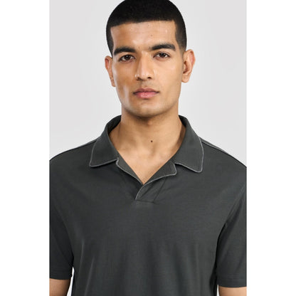 Perona Olive Alex Pure Cotton Collar Neck Solid/Plain Polo T-Shirt