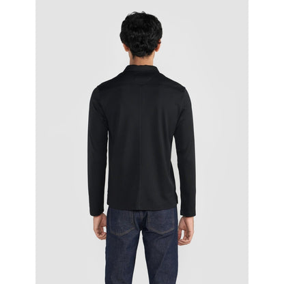 Perona Black Mike Polyester Collar Neck Solid/Plain Polo T-Shirt