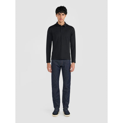 Perona Black Mike Polyester Collar Neck Solid/Plain Polo T-Shirt