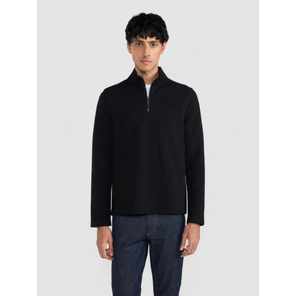 Perona Black Pete Wool High Neck Solid/Plain T-Shirt
