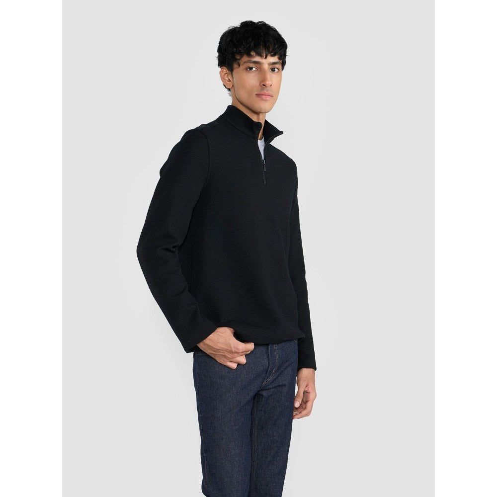 Perona Black Pete Wool High Neck Solid/Plain T-Shirt