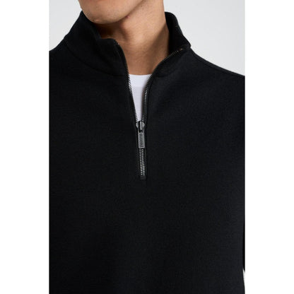 Perona Black Pete Wool High Neck Solid/Plain T-Shirt