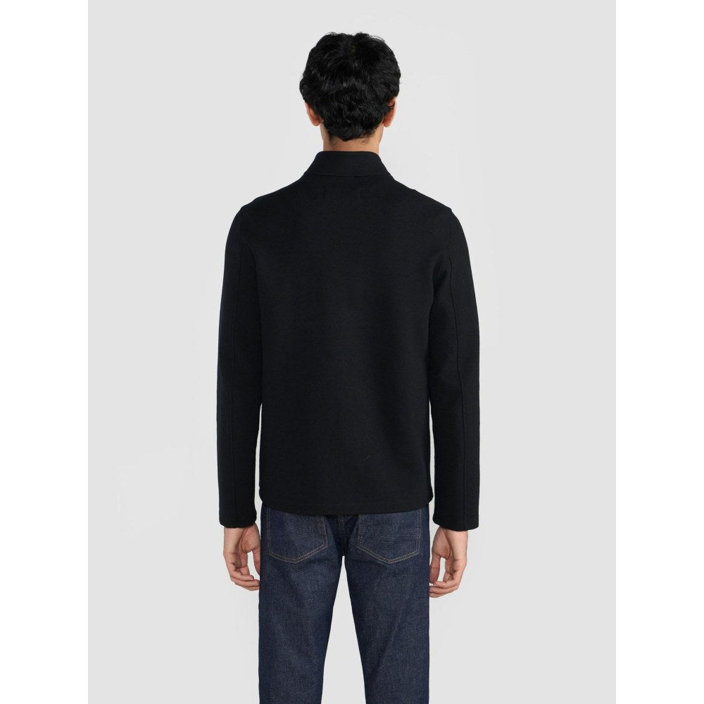 Perona Black Pete Wool High Neck Solid/Plain T-Shirt