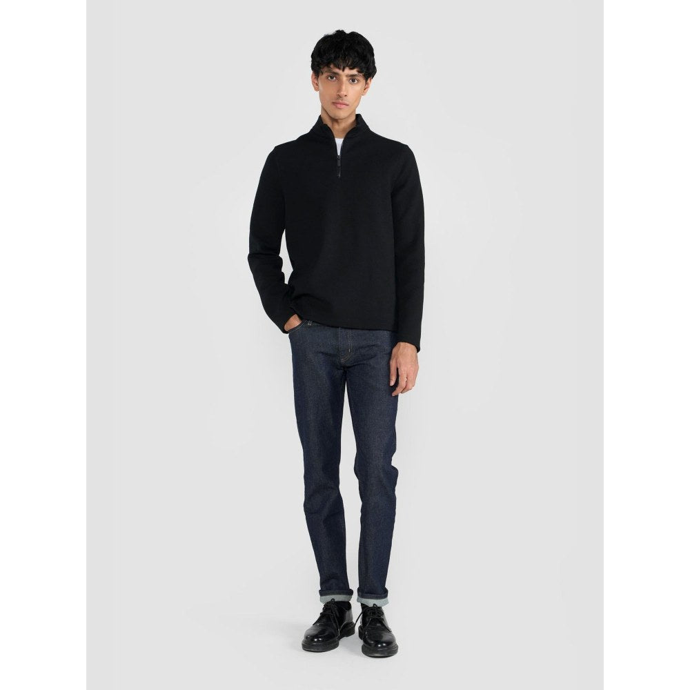 Perona Black Pete Wool High Neck Solid/Plain T-Shirt