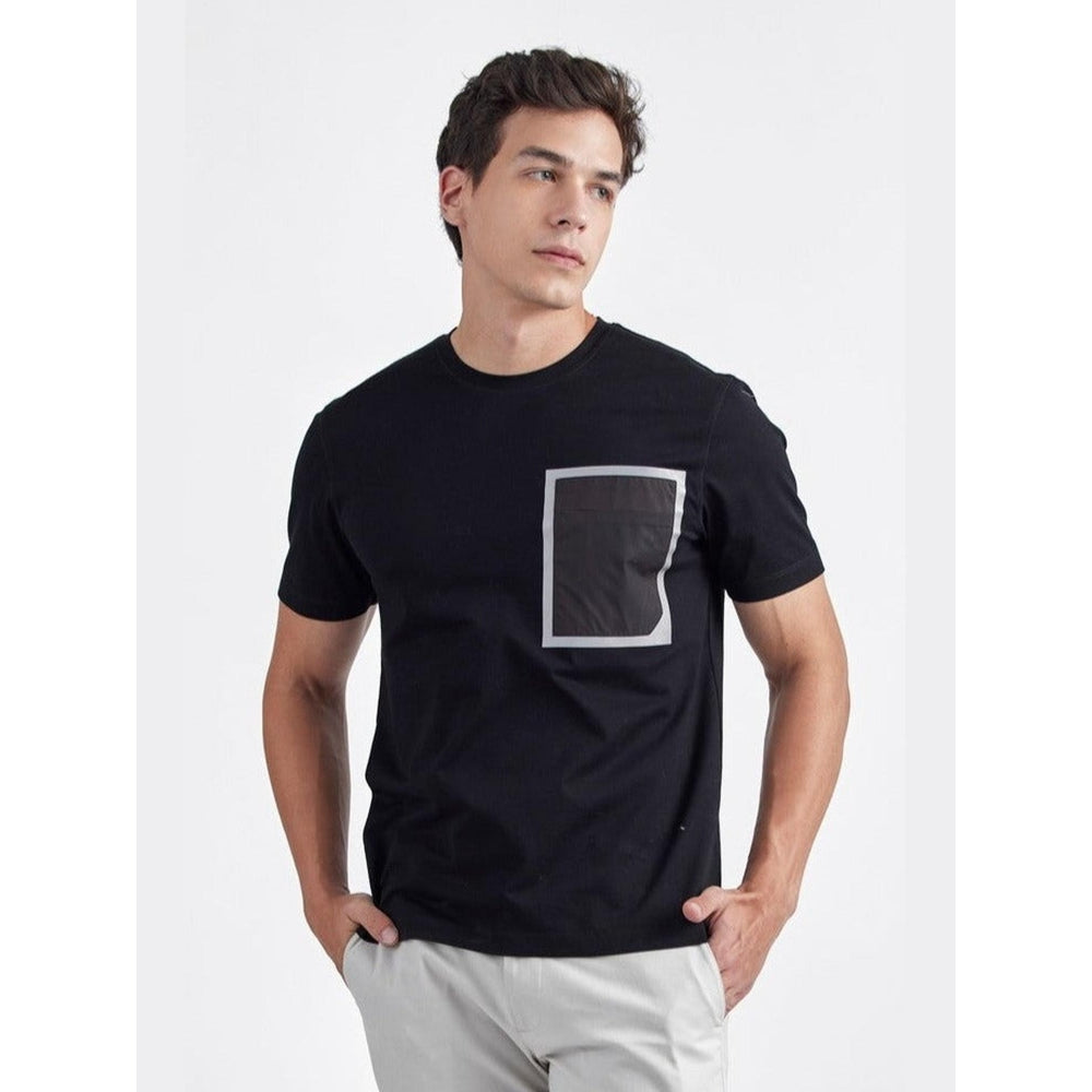 Perona Black Zaid Pure Cotton Crew Neck Solid/Plain T-Shirt