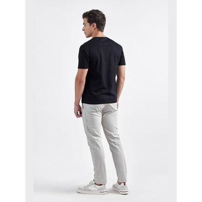 Perona Black Zaid Pure Cotton Crew Neck Solid/Plain T-Shirt