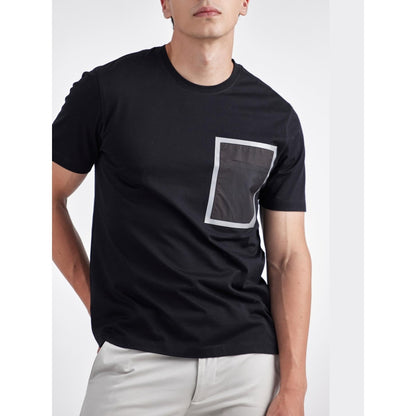 Perona Black Zaid Pure Cotton Crew Neck Solid/Plain T-Shirt