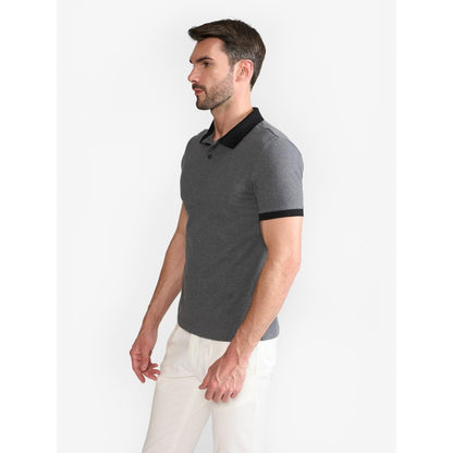 Perona Grey Brady Cotton Collar Neck Solid/Plain Polo T-Shirt