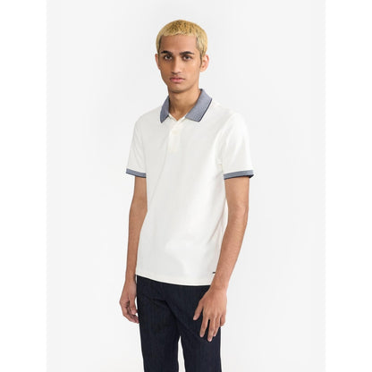 Perona Off White Brady Cotton Collar Neck Solid/Plain Polo T-Shirt