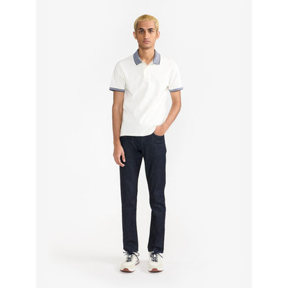 Perona Off White Brady Cotton Collar Neck Solid/Plain Polo T-Shirt