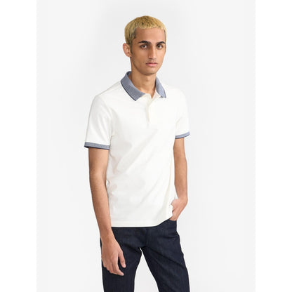 Perona Off White Brady Cotton Collar Neck Solid/Plain Polo T-Shirt