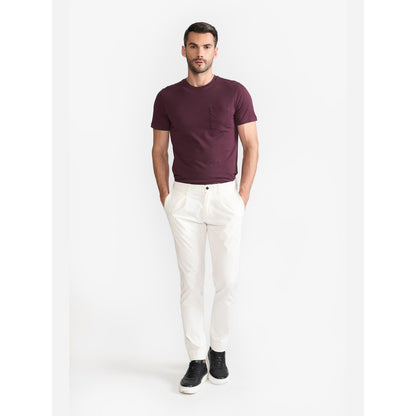 Perona Wine Caden Pure Cotton Crew Neck Solid/Plain T-Shirt