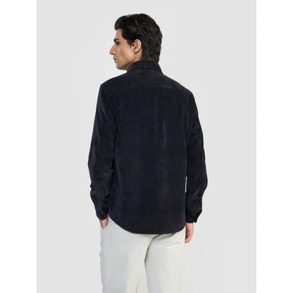 Perona Navy Blue Dominic Cotton Blend Solid Shirt