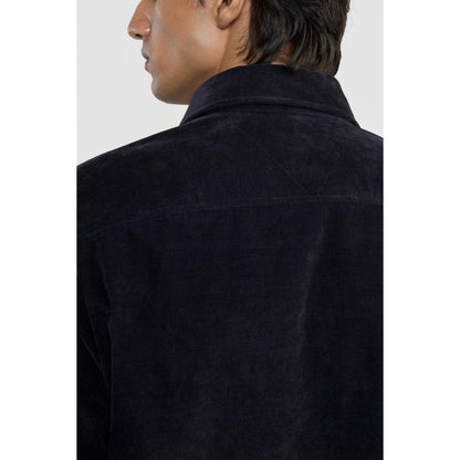 Perona Navy Blue Dominic Cotton Blend Solid Shirt