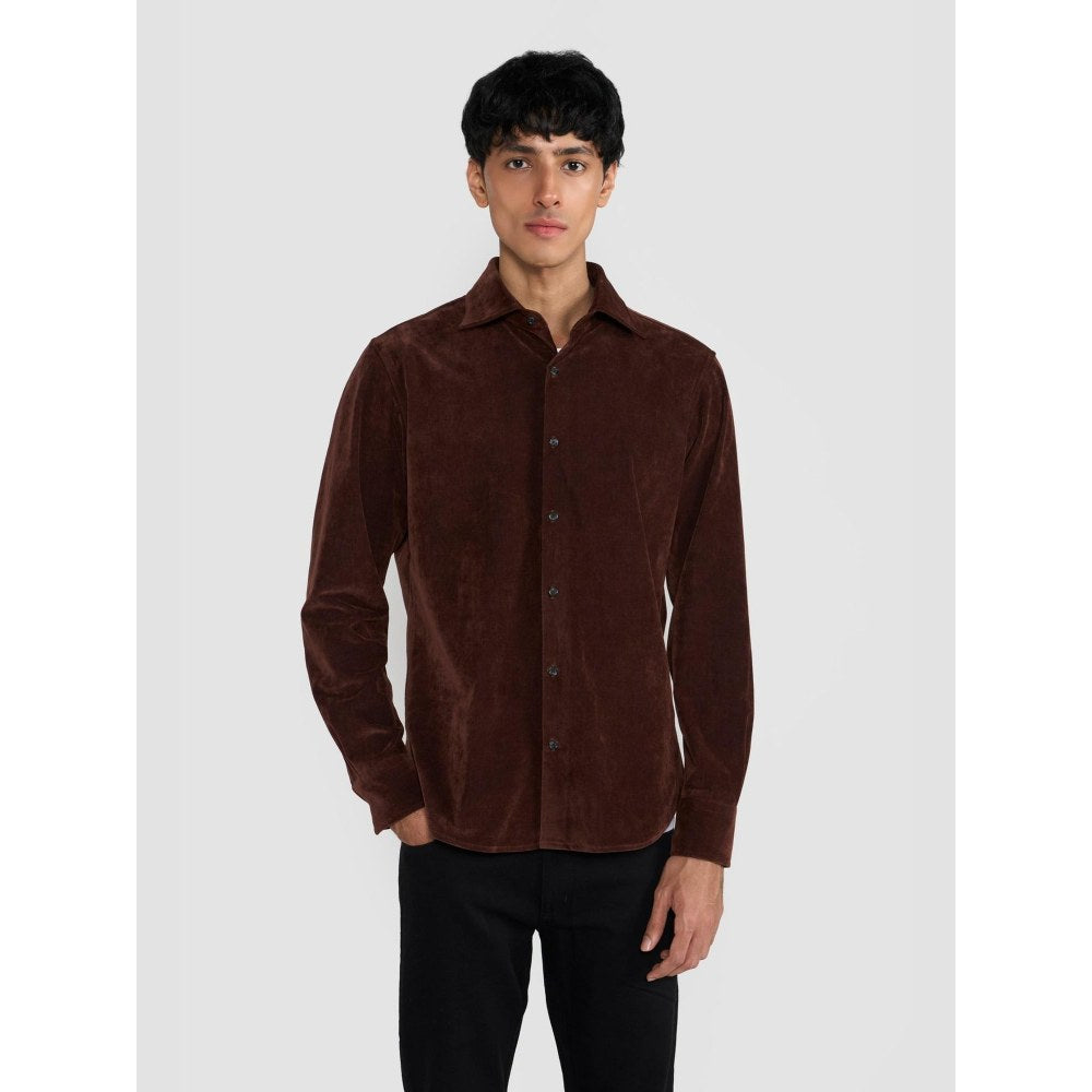 Perona Rust Dominic Cotton Blend Solid Shirt