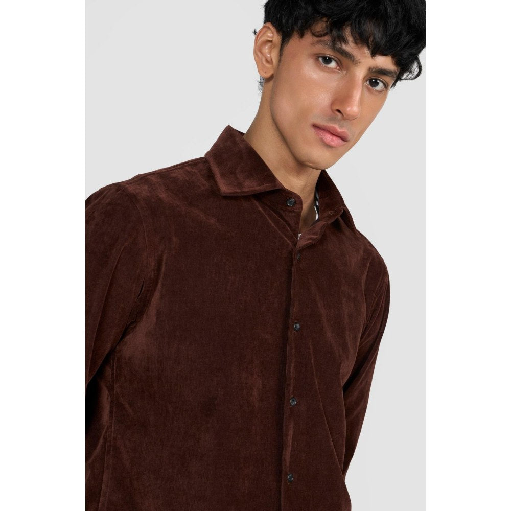 Perona Rust Dominic Cotton Blend Solid Shirt