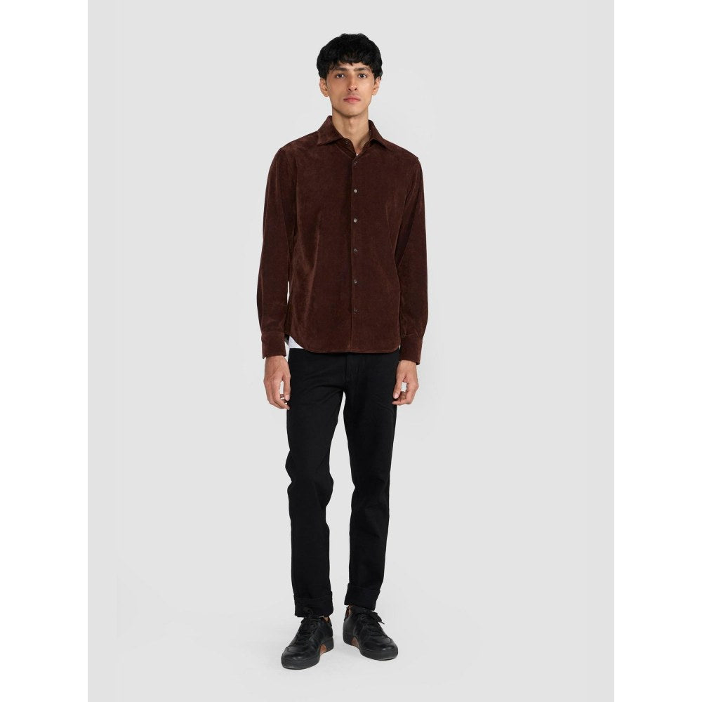 Perona Rust Dominic Cotton Blend Solid Shirt