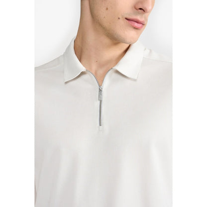 Perona White Ellis Polyester Collar Neck Solid/Plain Polo T-Shirt