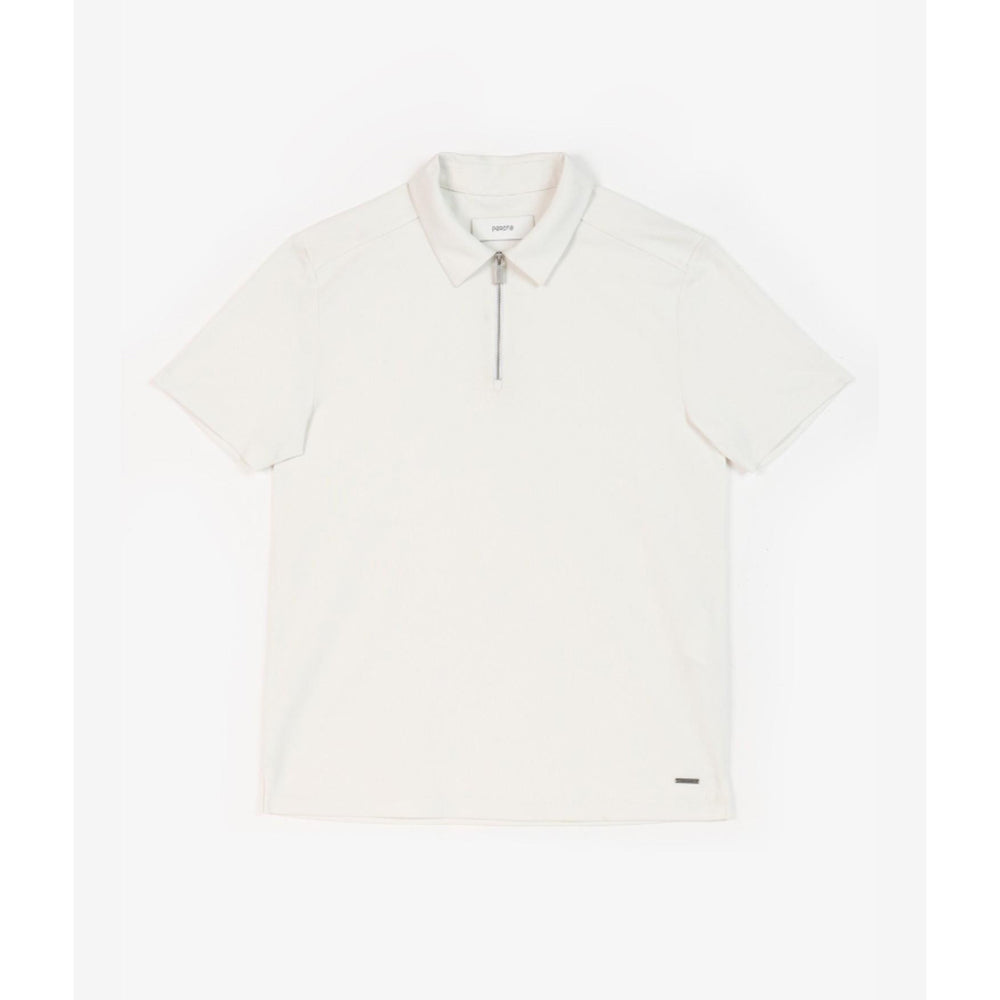Perona White Ellis Polyester Collar Neck Solid/Plain Polo T-Shirt