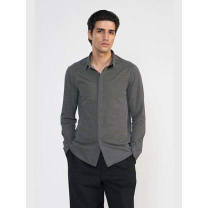 Perona Black Emilio Cotton Blend Stripes Shirt