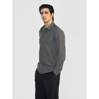 Perona Black Emilio Cotton Blend Stripes Shirt