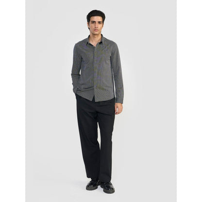 Perona Black Emilio Cotton Blend Stripes Shirt