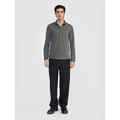 Perona Black Emilio Cotton Blend Stripes Shirt