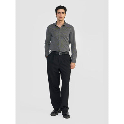 Perona Black Emilio Cotton Blend Stripes Shirt