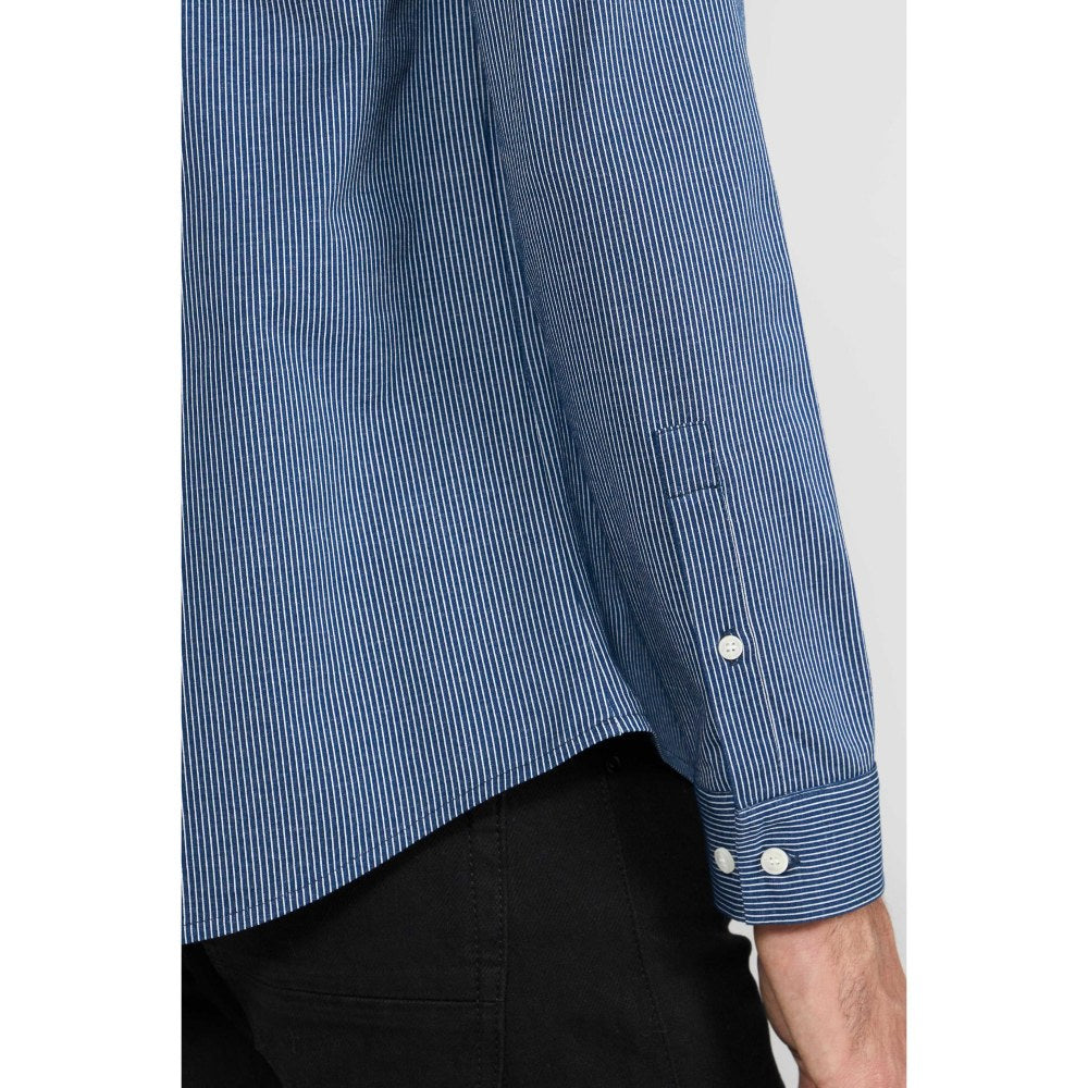 Perona Navy Blue Emilio Cotton Blend Solid Shirt