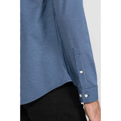 Perona Navy Blue Emilio Cotton Blend Solid Shirt